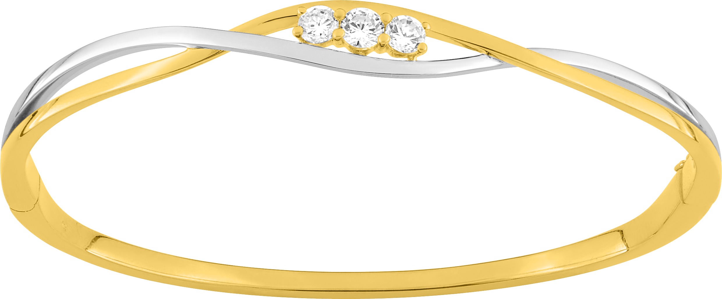 Jonc Plaqué Or Rhodié Zirconium