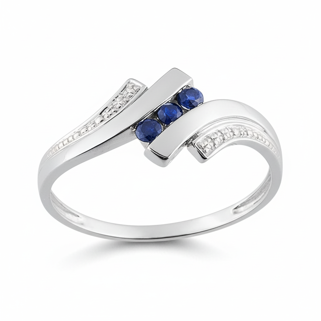 Bague Or Blanc 18k Saphir