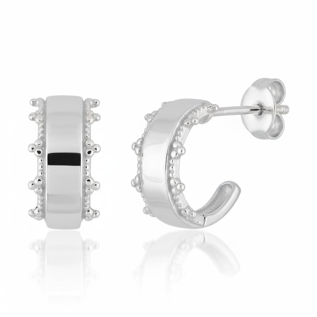 Boucles d'oreilles Demi-créoles Argent Rhodié - Boucles d'oreilles