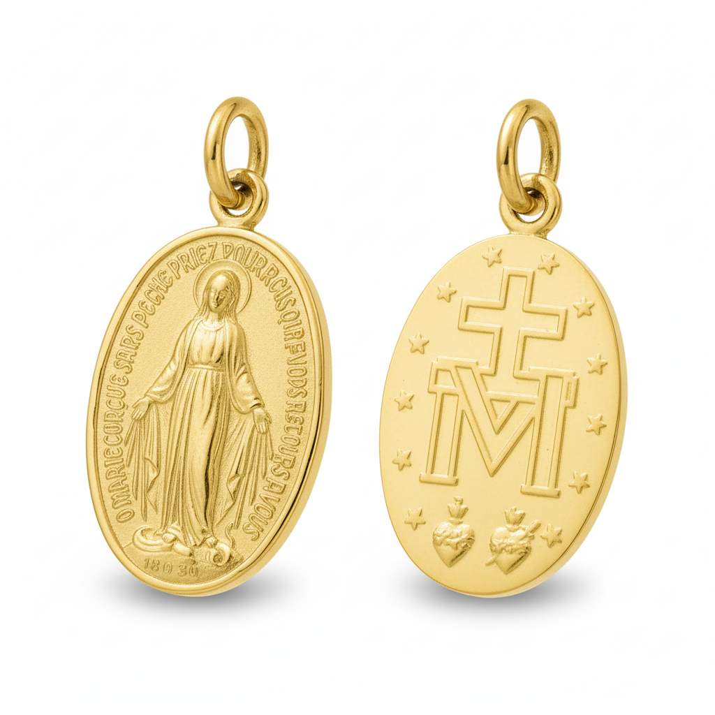 Pendentif Médaille Or Vierge Marie