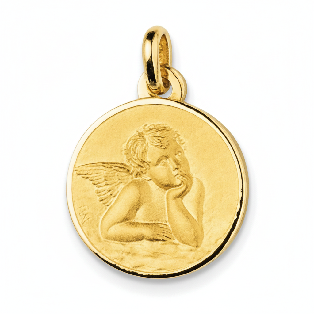 Pendentif Médaille Or 18k Ange de Raphaël