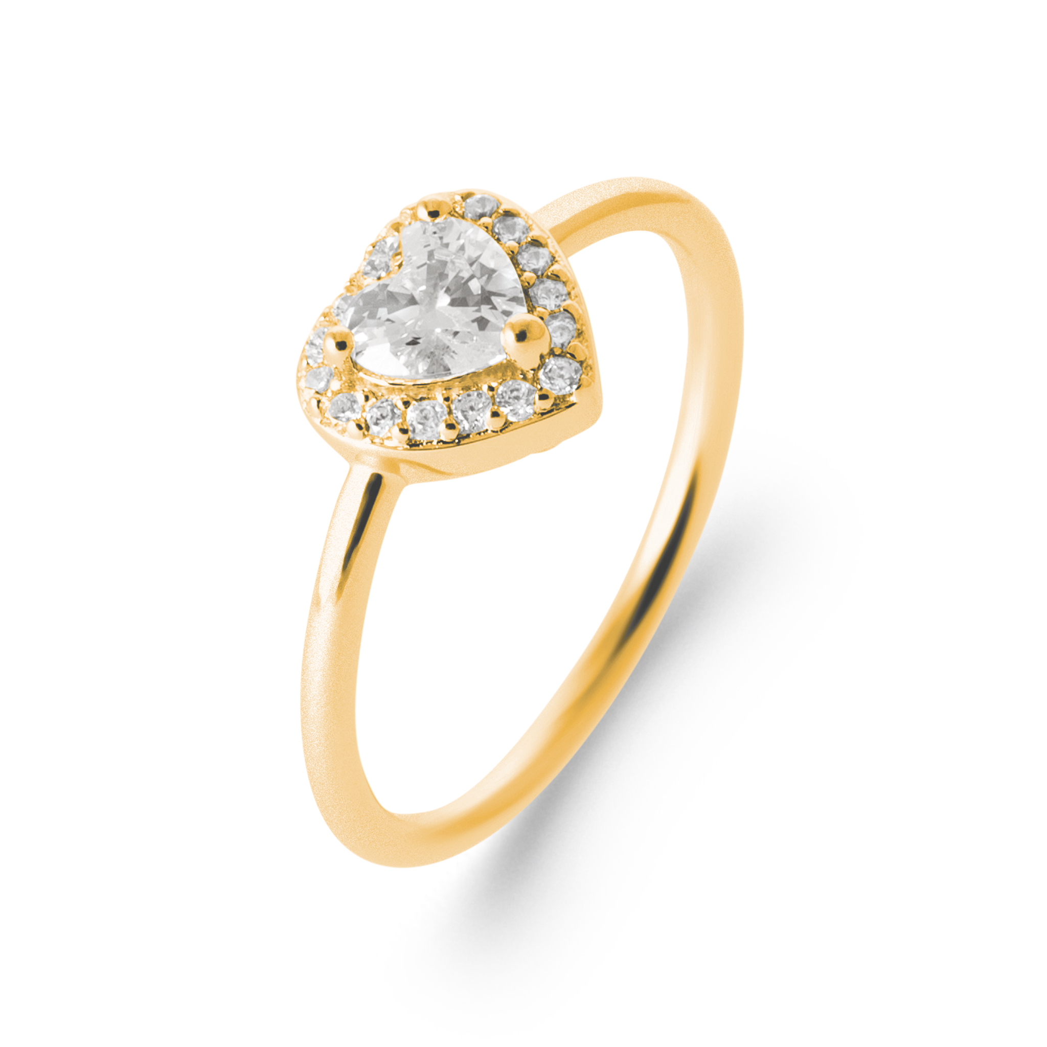 Bague Solitaire Plaqué Or Zirconium Coeurs Joaillerie Entourage