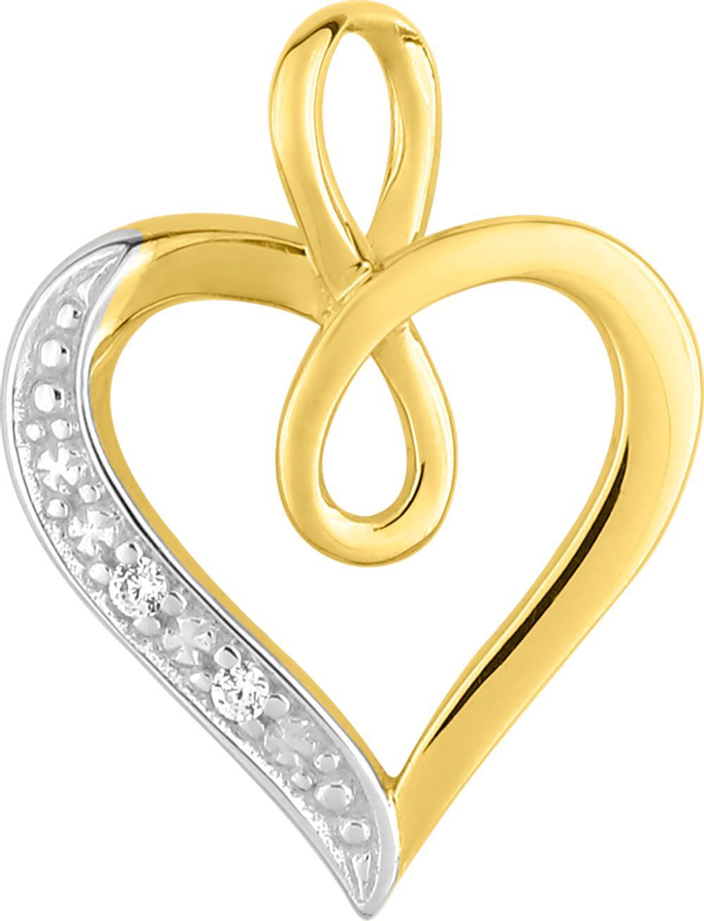 Pendentif Médaille Or Rhodié Diamant 0.01ct GH P2 Coeur