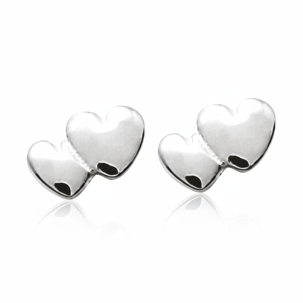 Boucles d'oreilles Clous Argent Rhodié Coeur