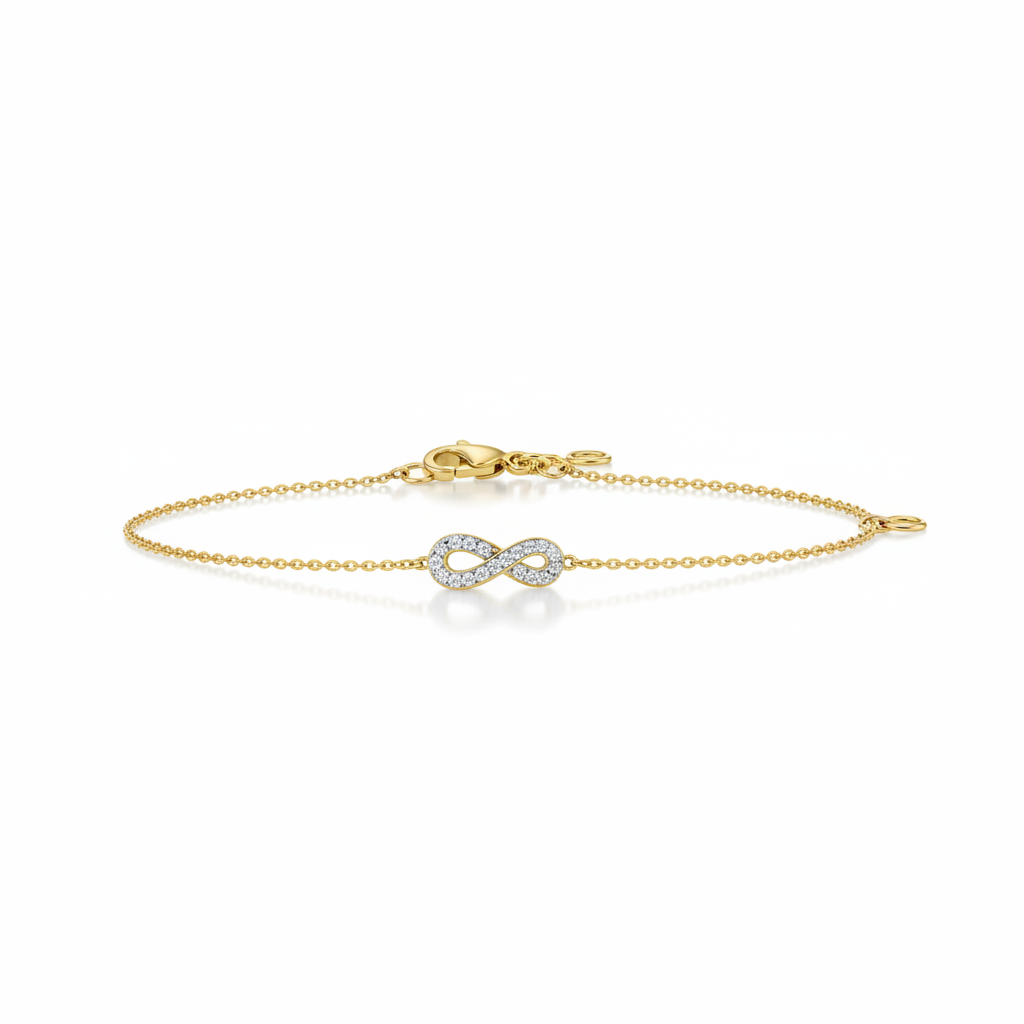 Bracelet Or 18k Rhodié Diamant 0.03ct GH P1 Infini - Bracelet