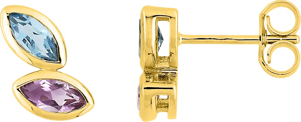 Boucles d'oreilles Clous Or bleu Améthyste