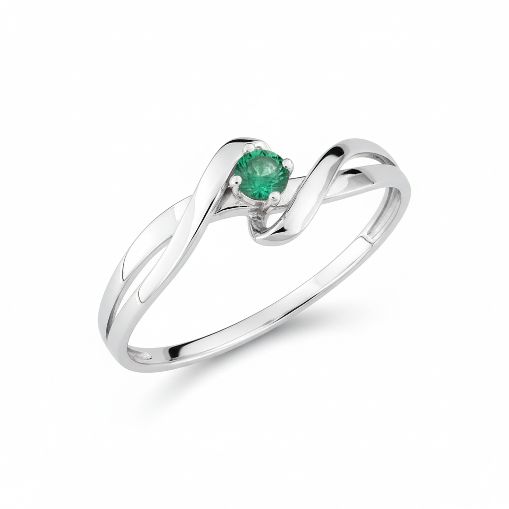 Bague Or Blanc 18k Emeraude