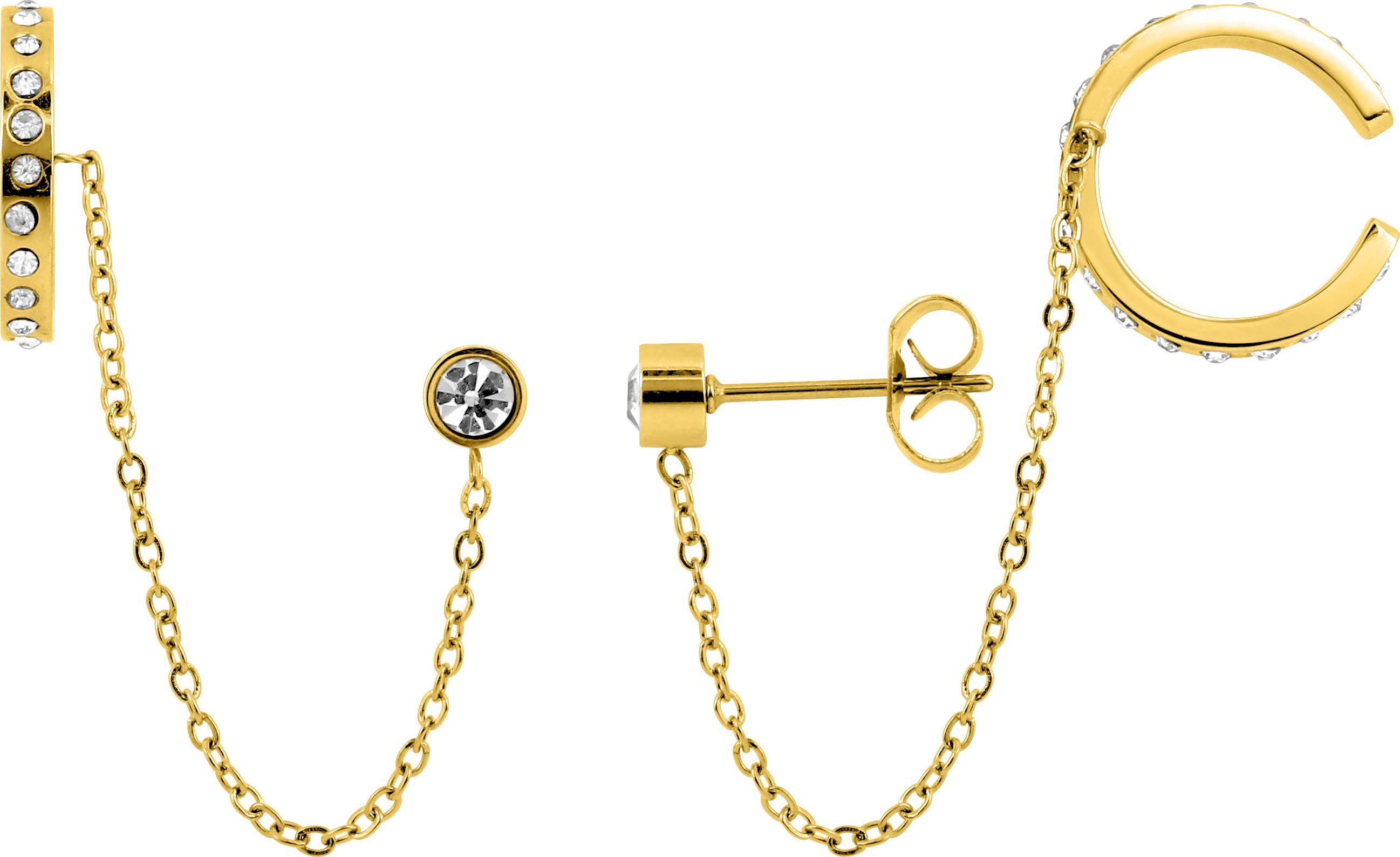 Boucles d'oreilles Acier Doré Cristal