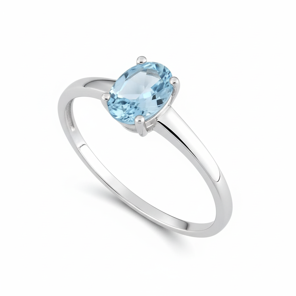 Bague Or Blanc bleu Topaze