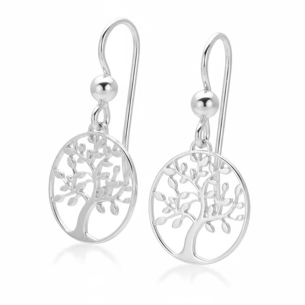 Boucles d'oreilles Argent Rhodié Arbre de Vie