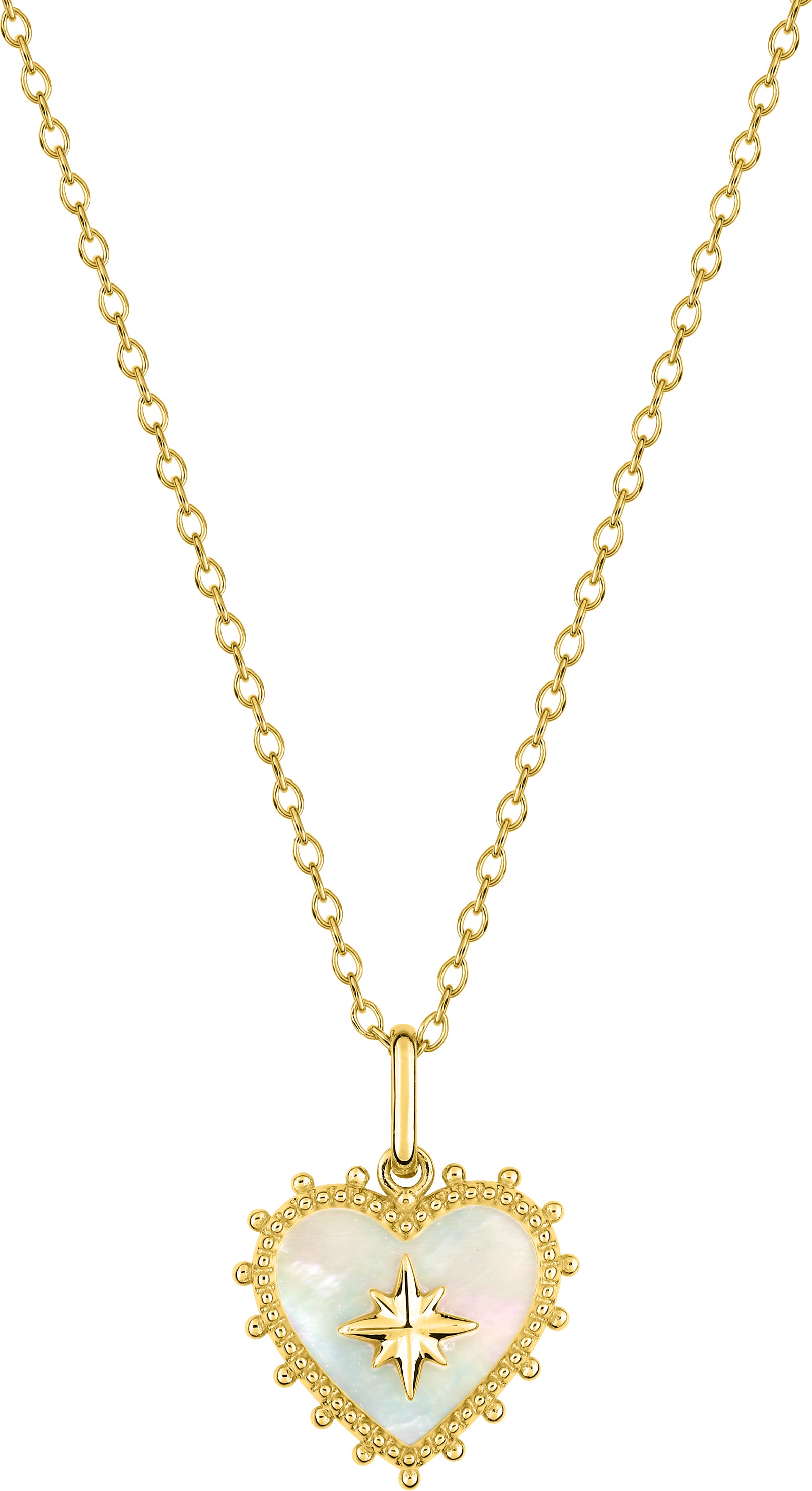 Collier Plaqué Or Nacre Blanc Coeur - Collier en Plaqué Or - Bijoux en Vogue