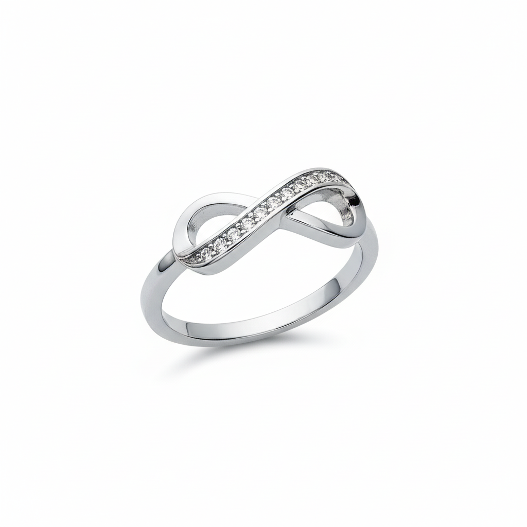 Bague Argent Rhodié Zirconium Infini