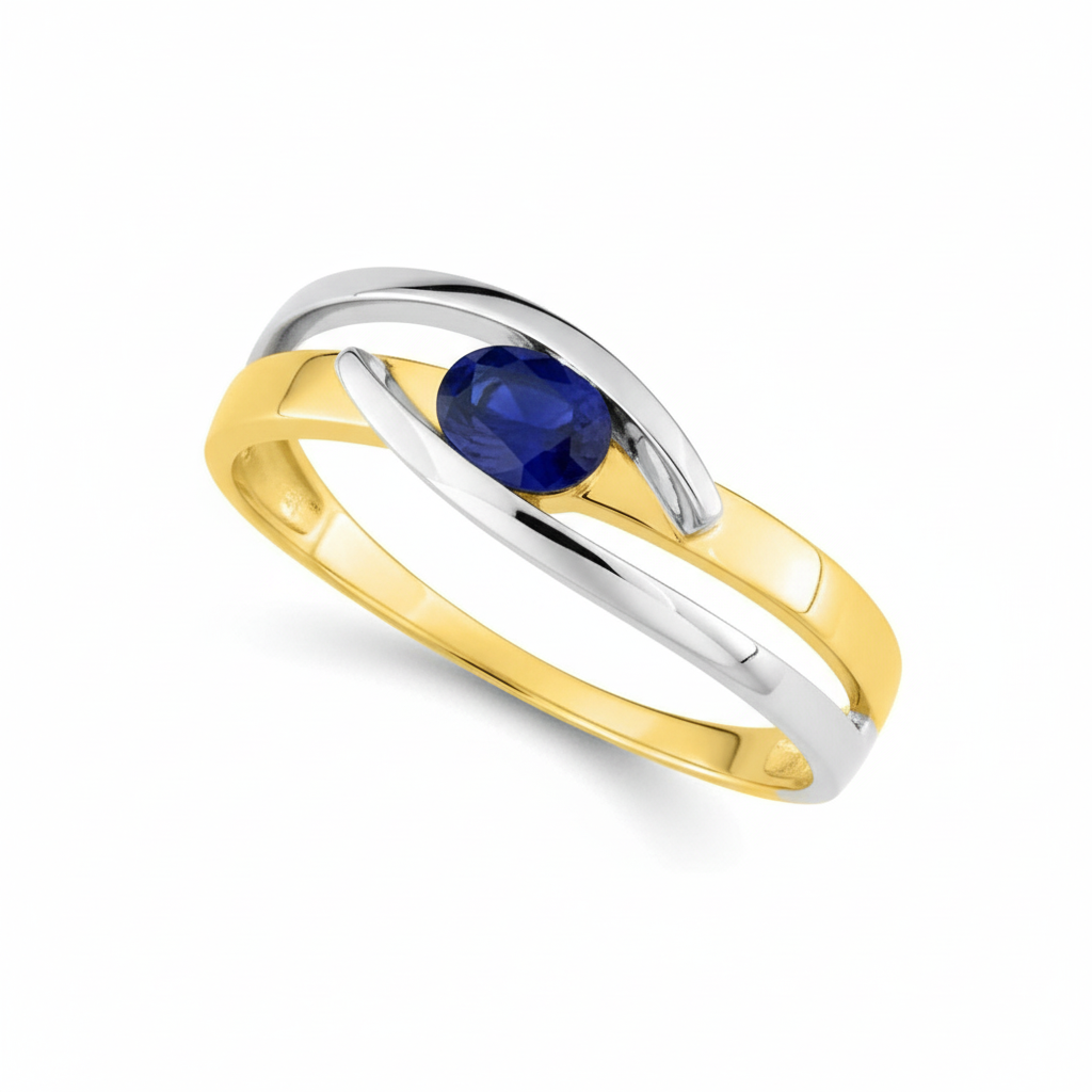 Bague Or 18k Rhodié Saphir 462ct