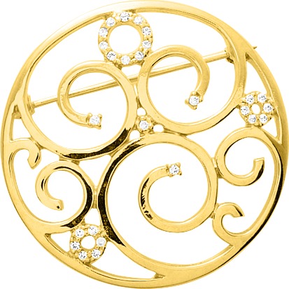 Broche Plaqué Or Zirconium - Broche