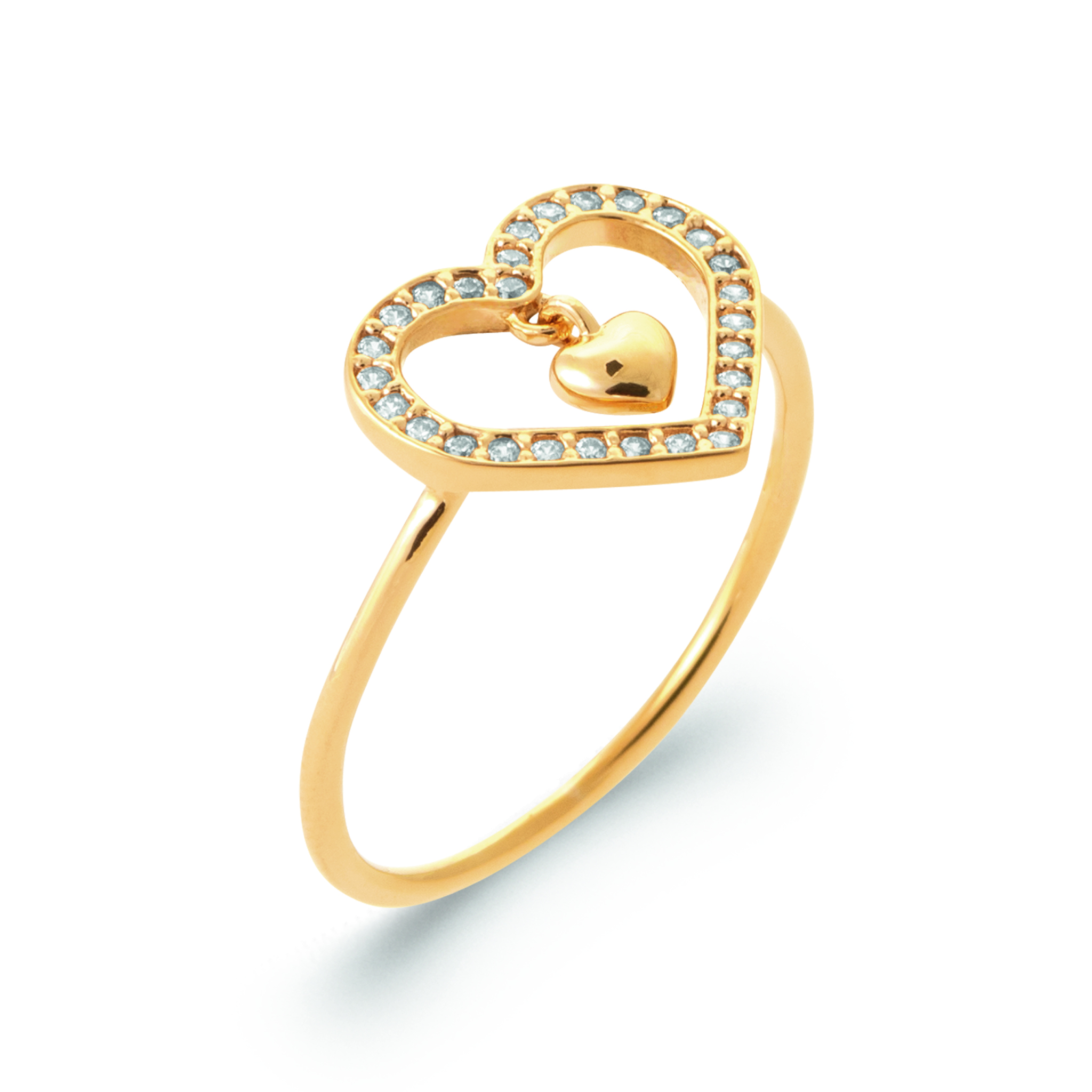 Bague Plaqué Or Zirconium Coeurs Joaillerie