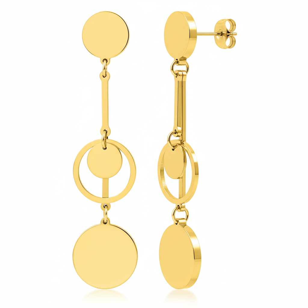 Boucles d'oreilles Pendantes Acier Doré - Boucles d'oreilles