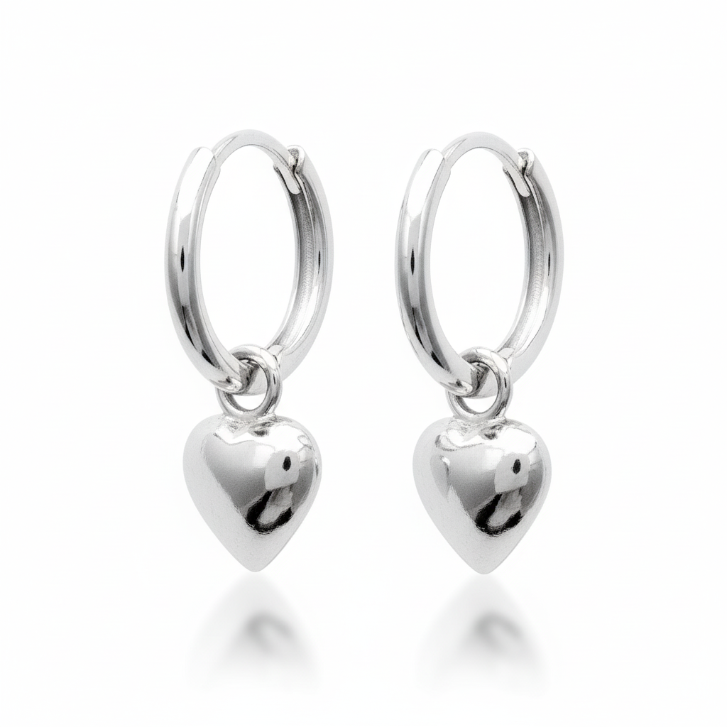 Boucles d'oreilles Créoles Argent Coeurs