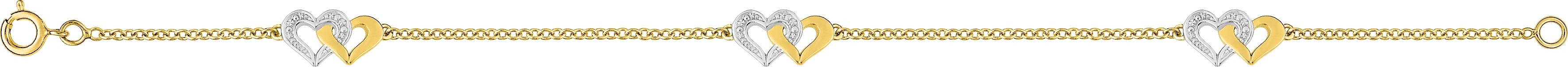 Bracelet Plaqué Or Rhodié Longueur 18cm Coeur