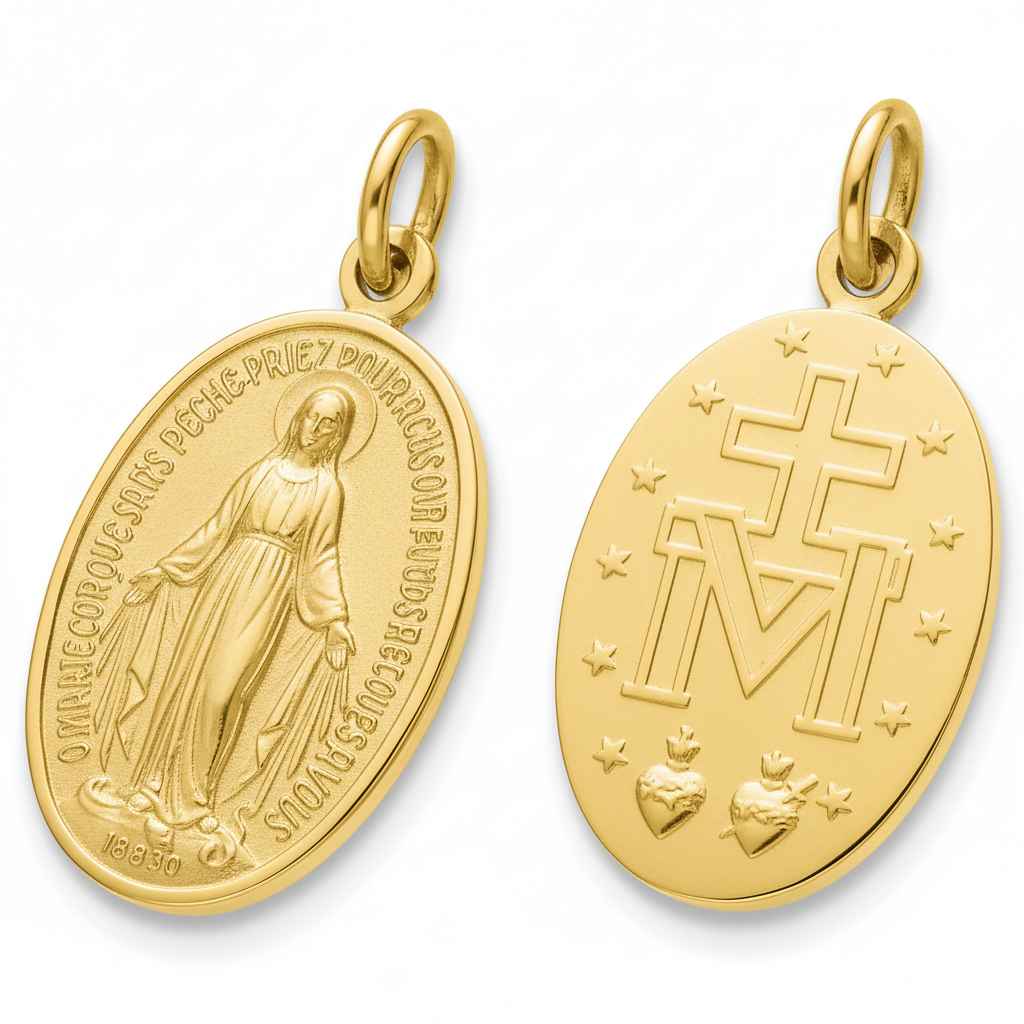 Pendentif Médaille Or 18k Vierge Marie