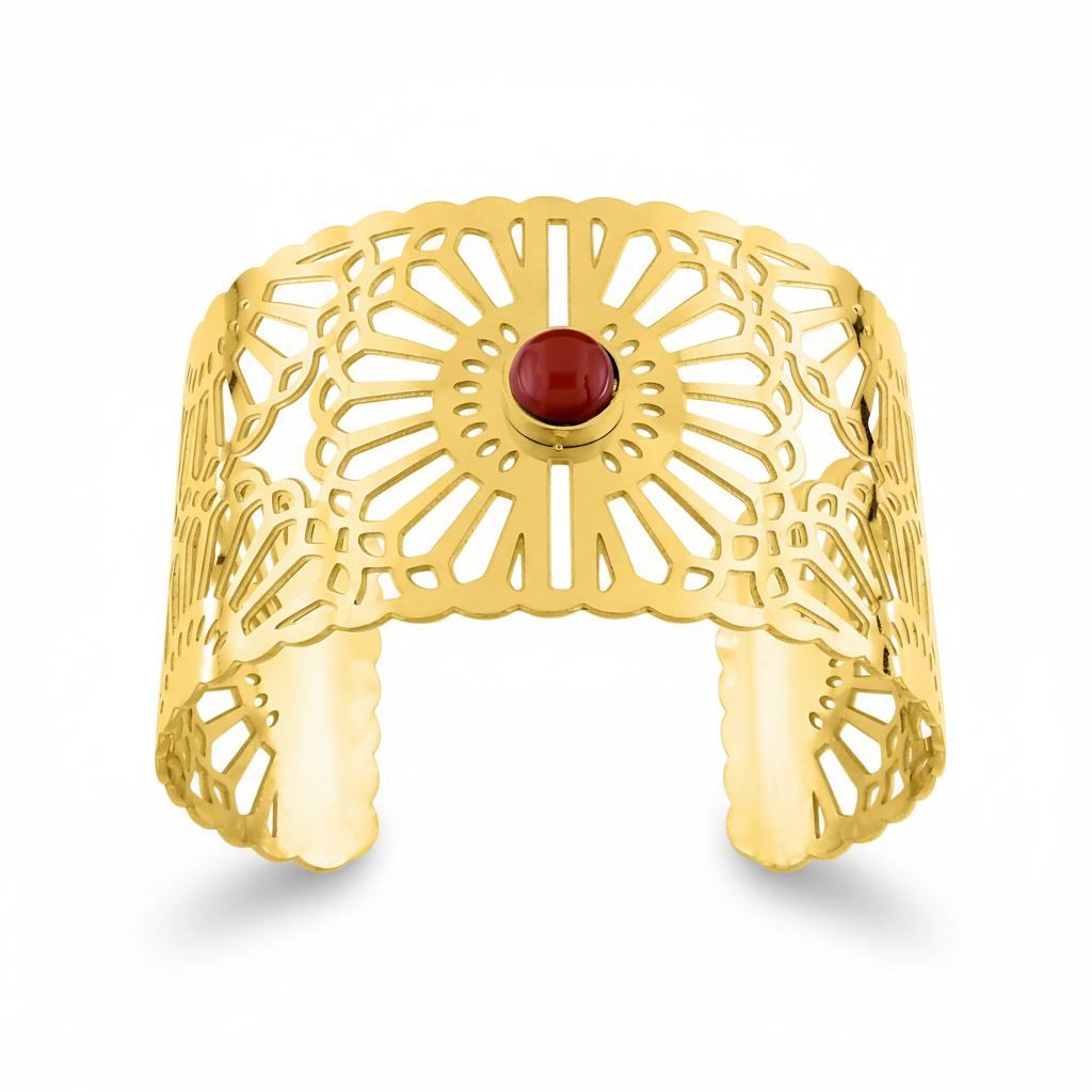 Bracelet Manchette Acier Doré - Bracelet