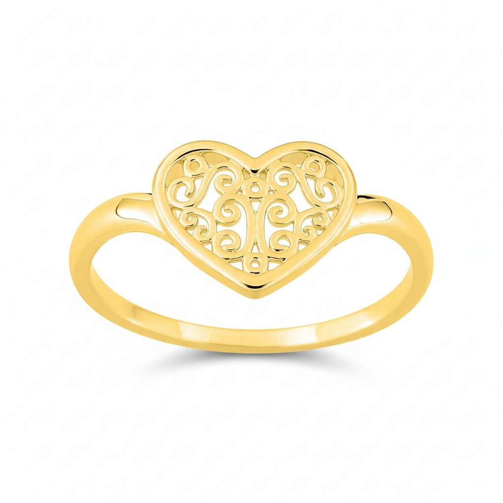 Bague Plaqué Or Coeur