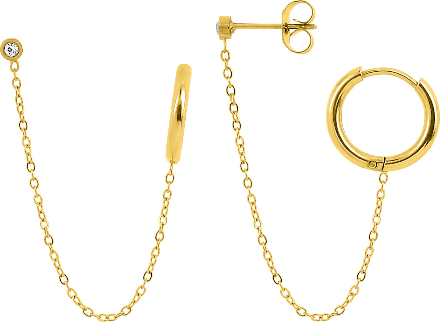 Boucles d'oreilles Acier Doré Cristal