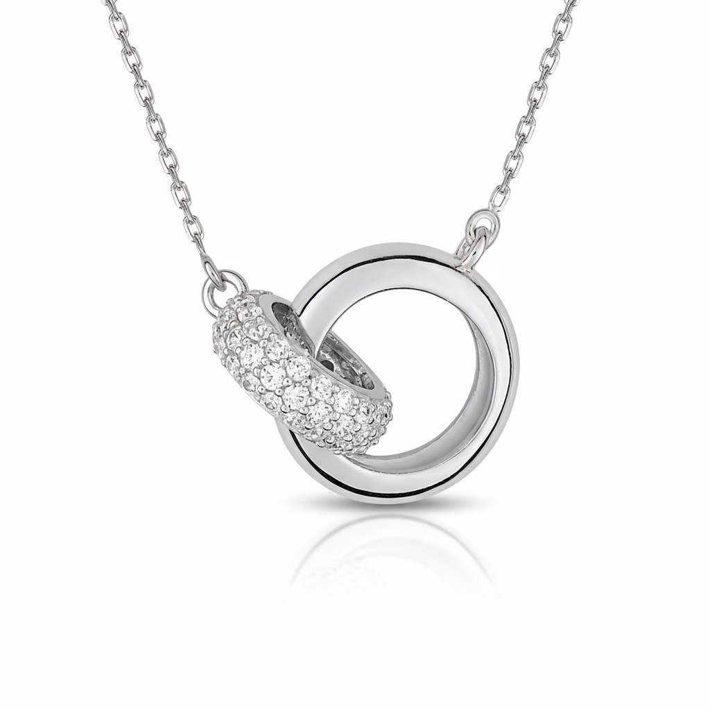 Collier Argent Rhodié Longueur 40cm Zirconium - Collier