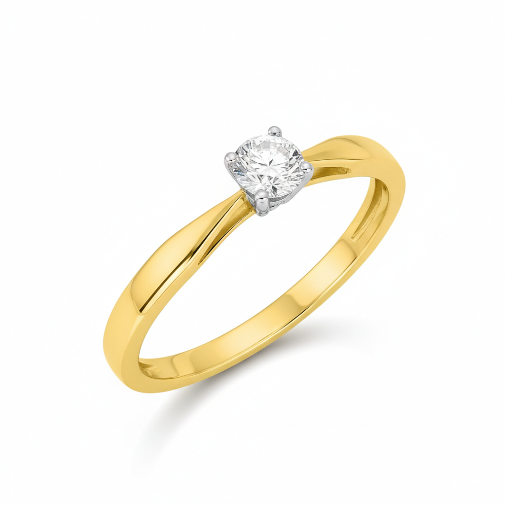 Bague Solitaire Or 18k Diamant 0.23ct GH P1 - Bague