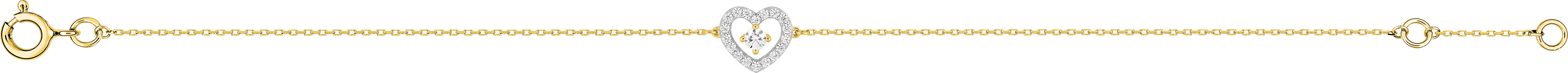 Bracelet Or Rhodié Zirconium Coeur