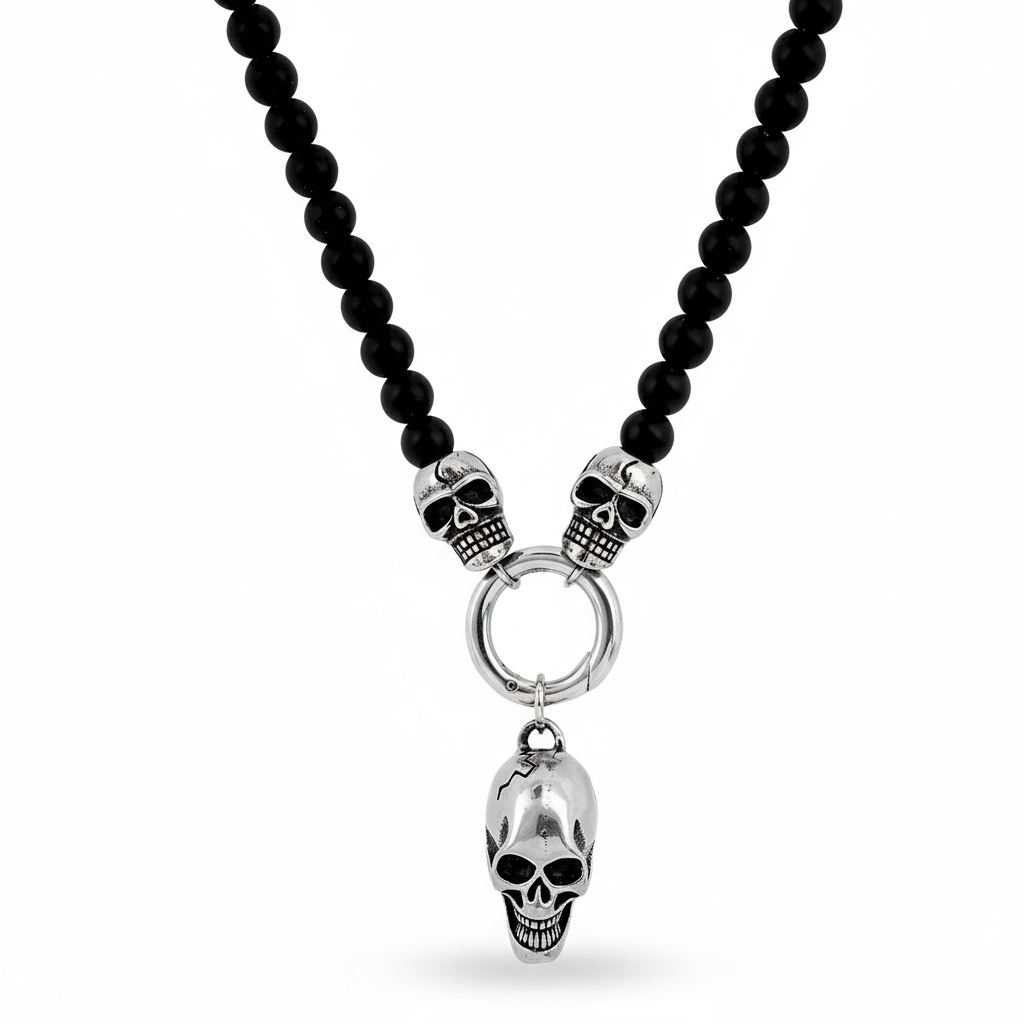 Collier Homme Acier Longueur 55cm Tête de Mort - Collier