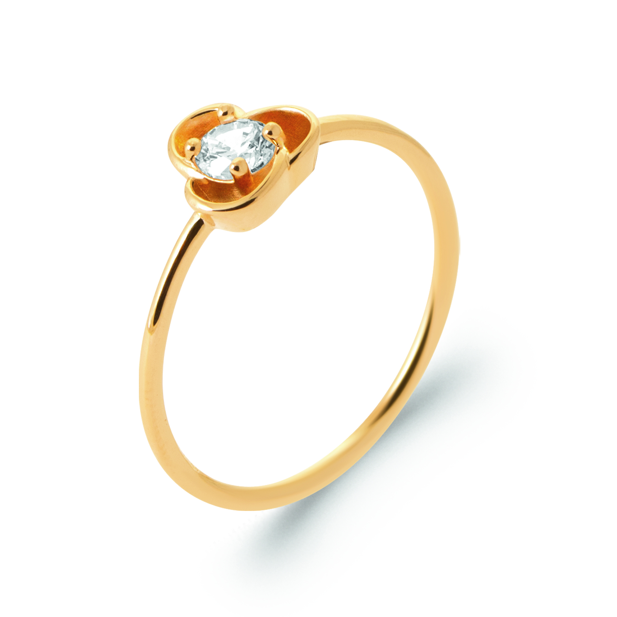 Bague Plaqué Or Zirconium Figuratif Végétal Joaillerie