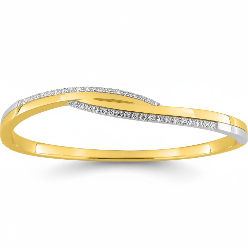 Jonc Plaqué Or Rhodié Zirconium - Bracelet