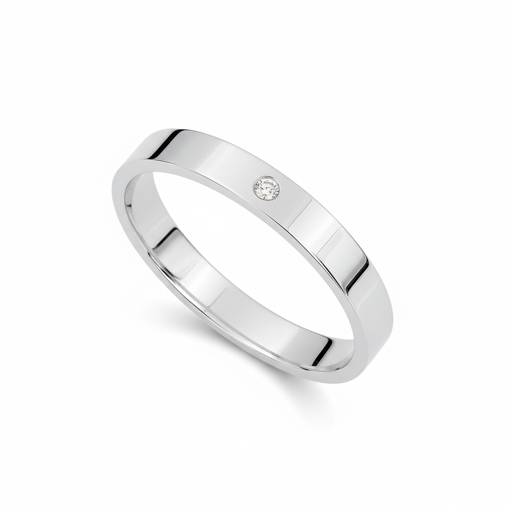 Alliance Or Blanc 18k Largeur 3mm Diamant 0.02ct GH SI