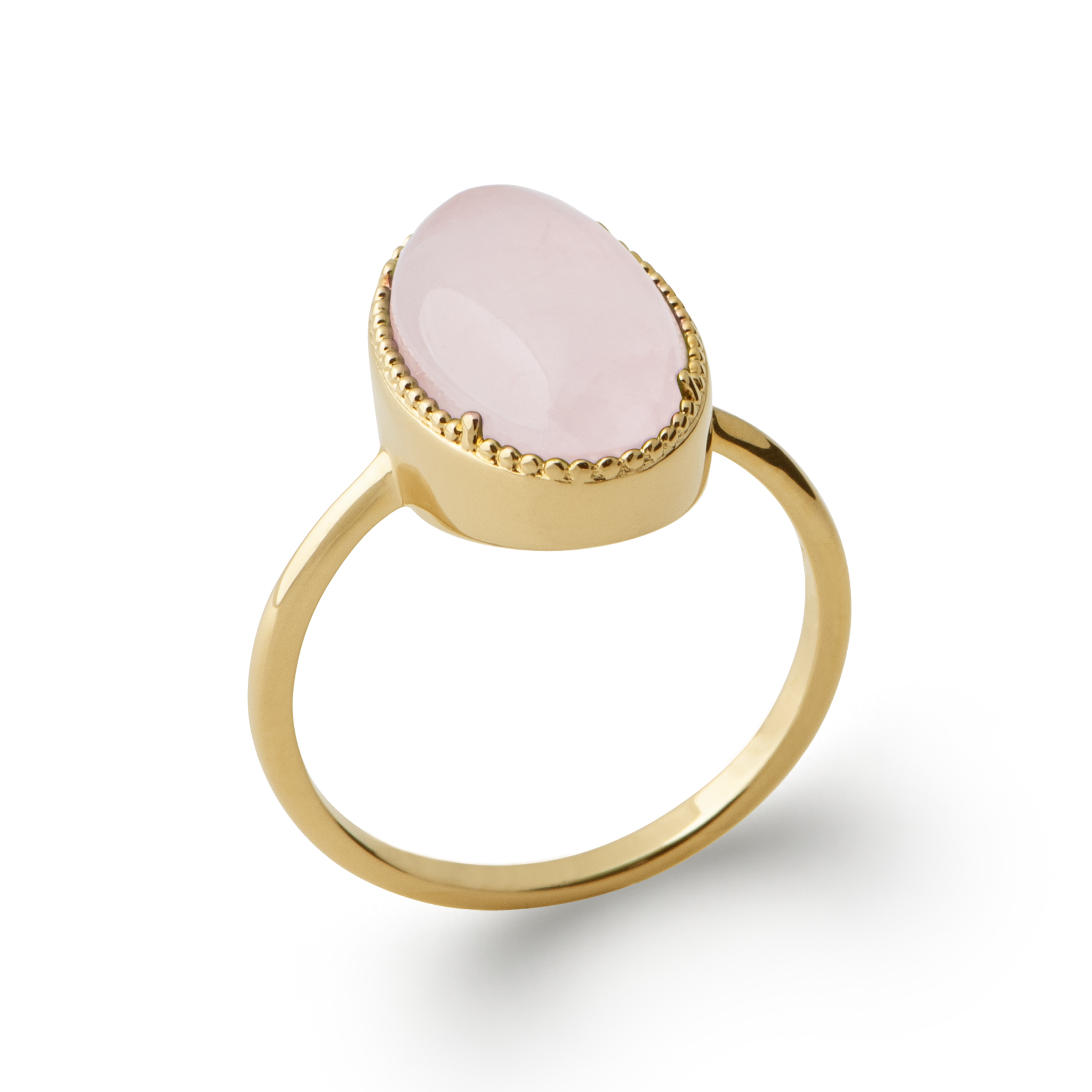 Bague Plaqué Or Quartz Rose Couleurs