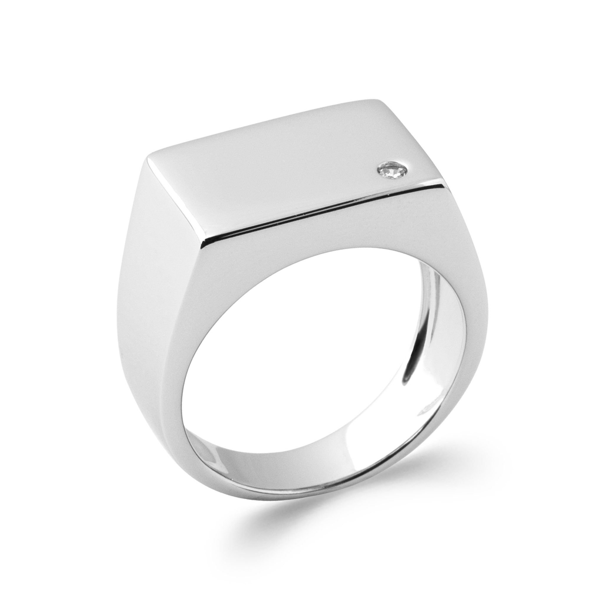 Chevalière Homme Argent Rhodié Zirconium