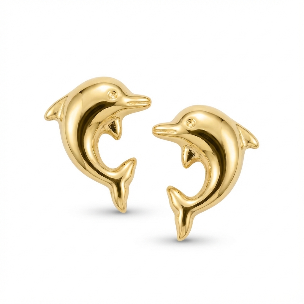 Boucles d'oreilles Clous Or 18k Dauphin