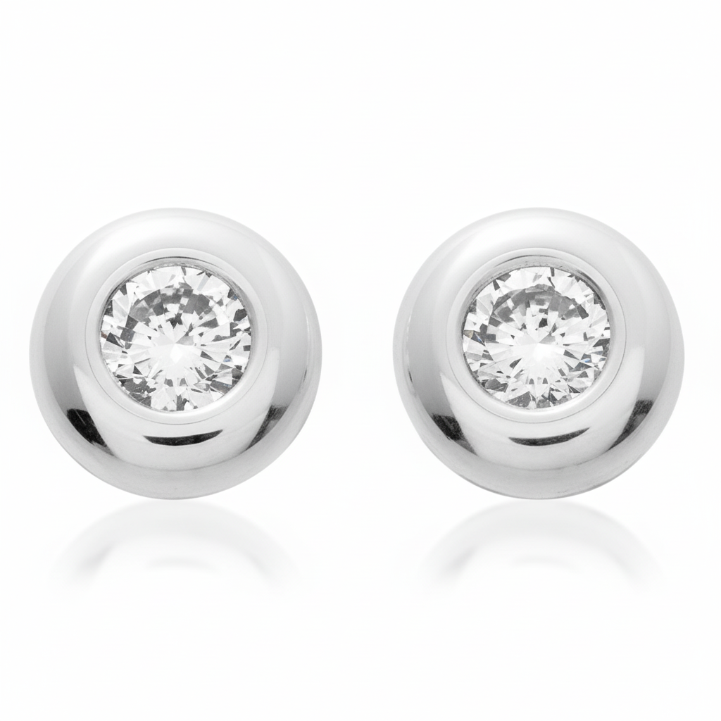 Boucles d'oreilles Clous Argent Rhodié Zirconium - Boucles d'oreilles