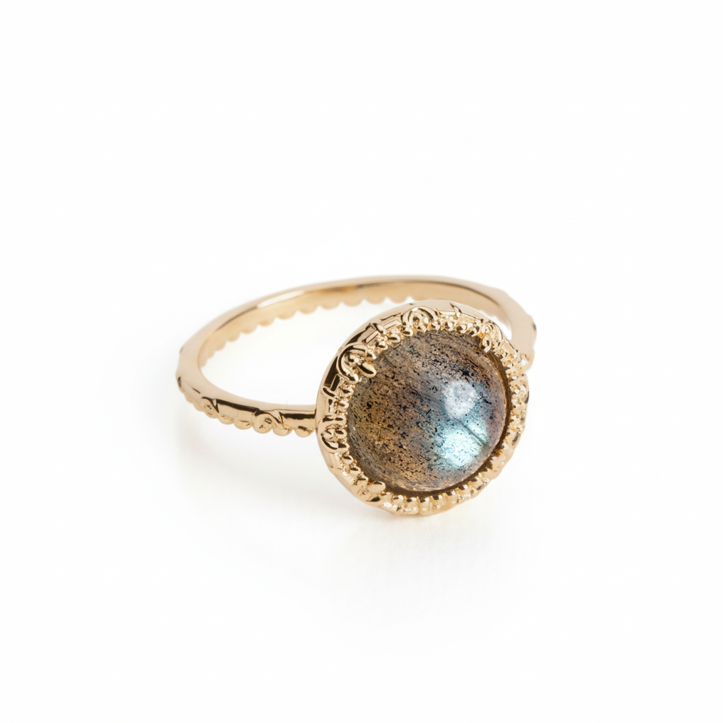 Bague Plaqué Or Labradorite