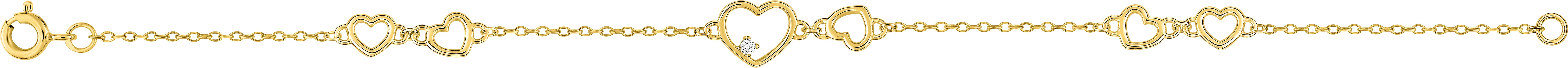 Bracelet Plaqué Or Longueur 18cm Zirconium Coeur