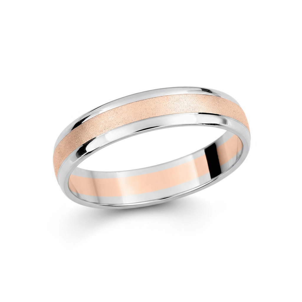 Alliance Or Blanc et Rose 18k Largeur 4mm