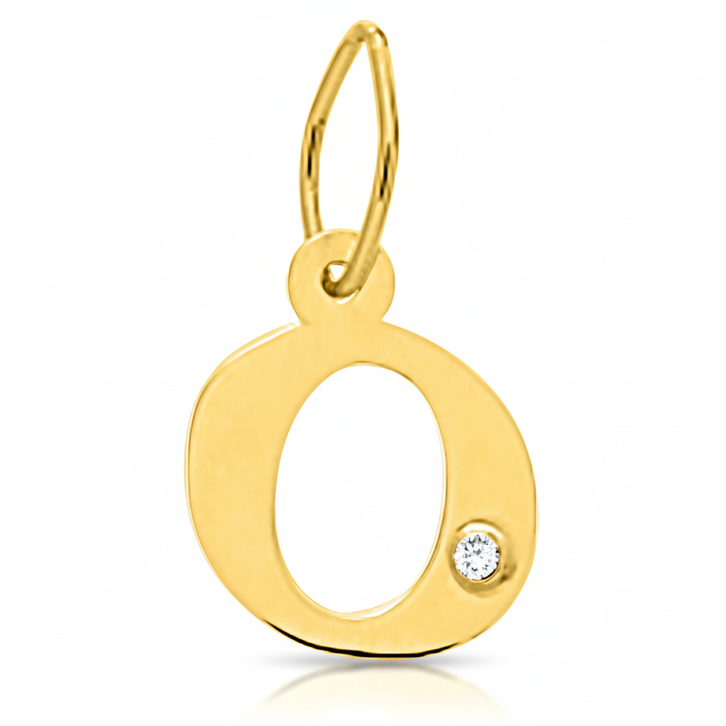 Pendentif Or 18k Diamant 0.01ct GH P1 Lettre O
