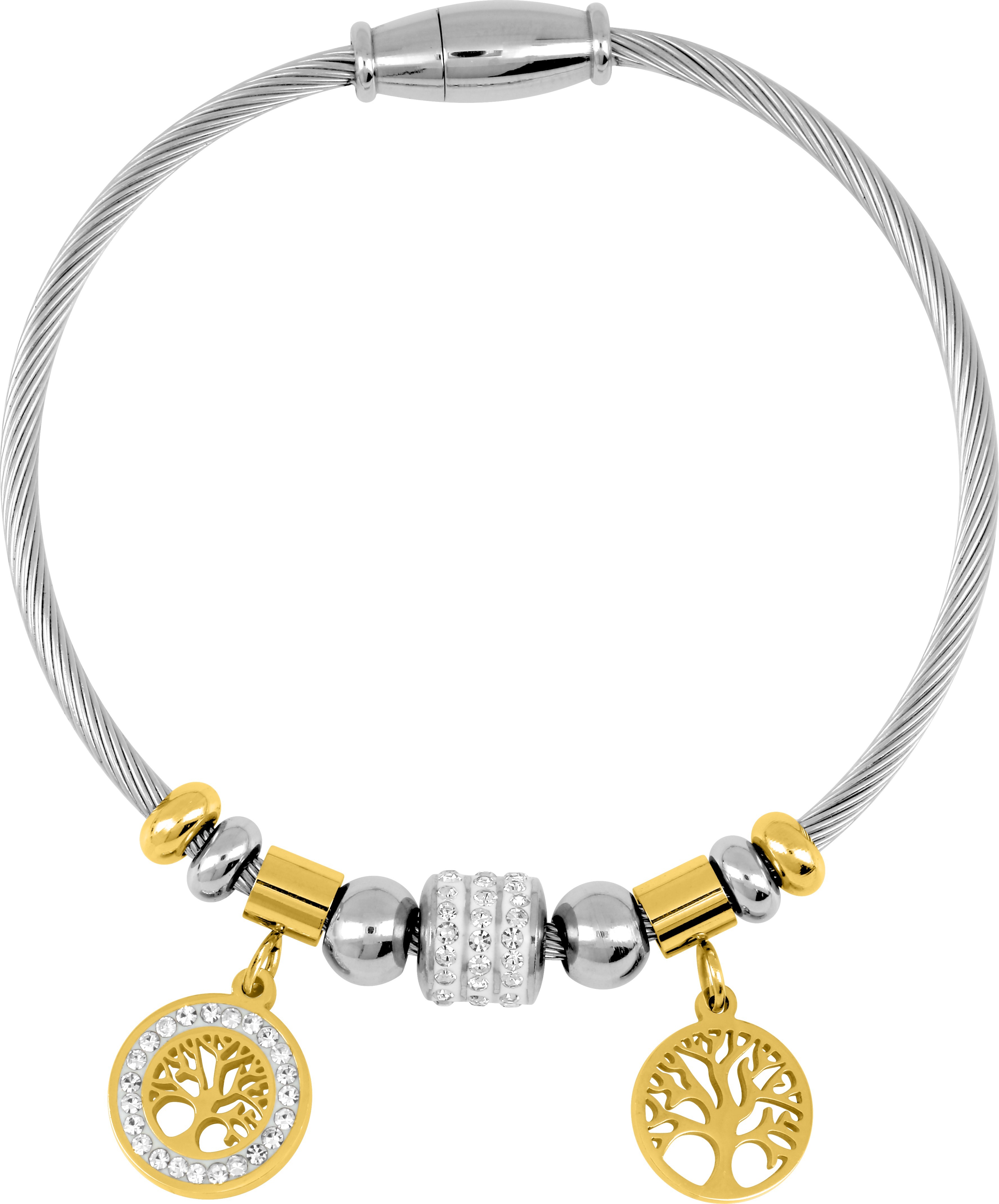 Bracelet Acier Doré Arbre de Vie