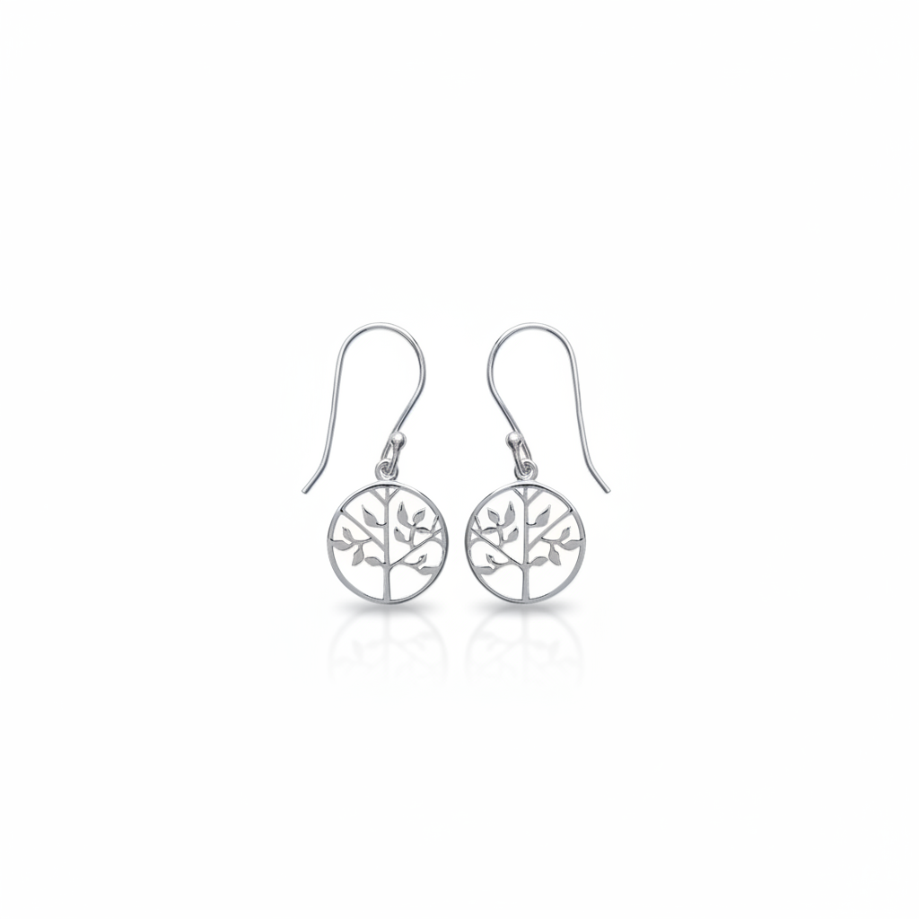 Boucles d'oreilles Pendantes Argent Rhodié Arbre de Vie