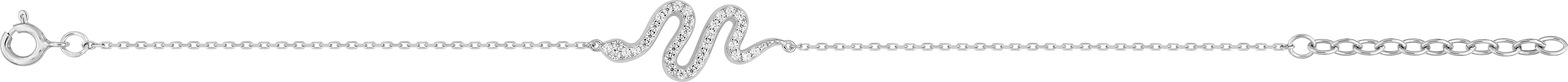 Bracelet Argent Rhodié Longueur 16cm Zirconium Serpent