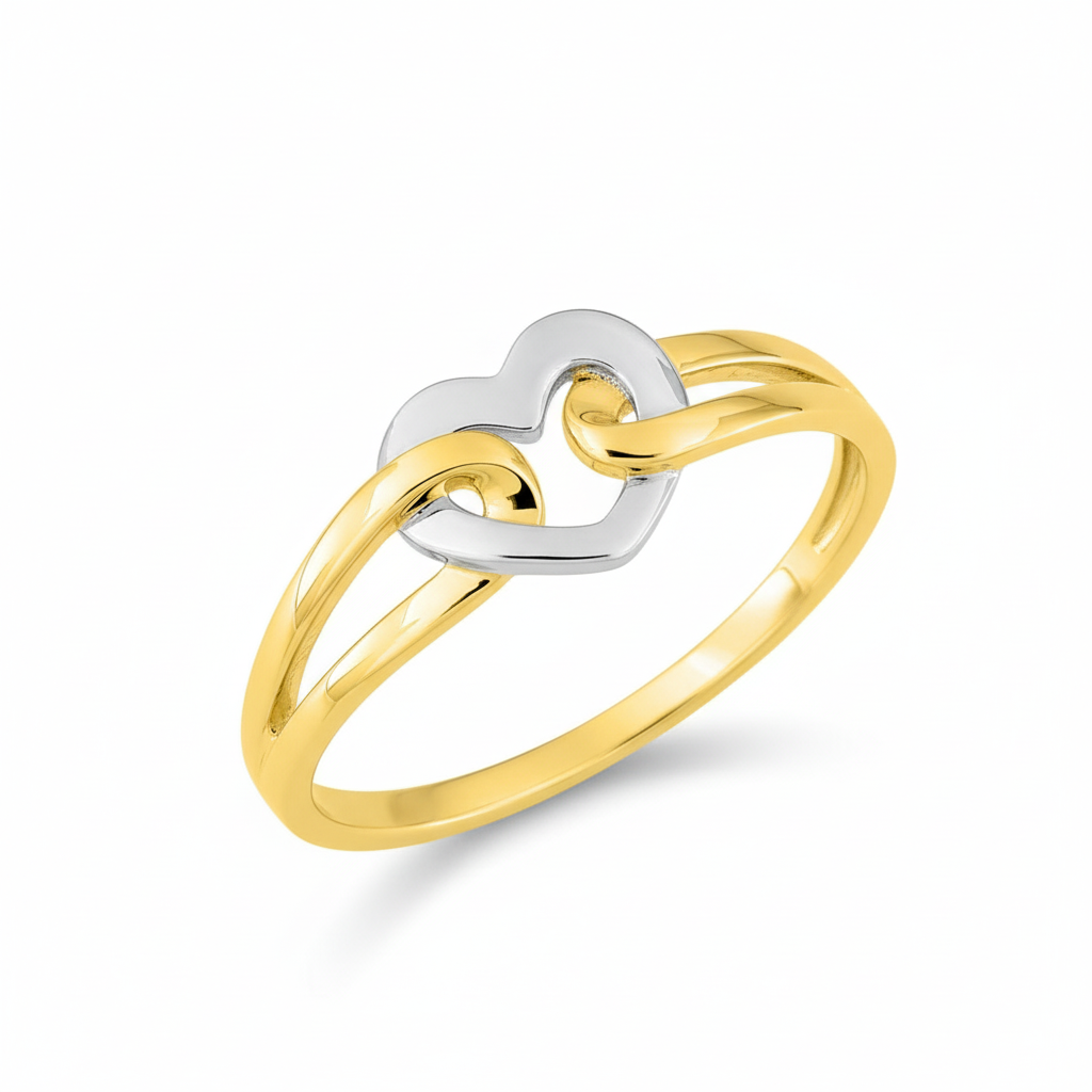 Bague Plaqué Or Rhodié Coeur