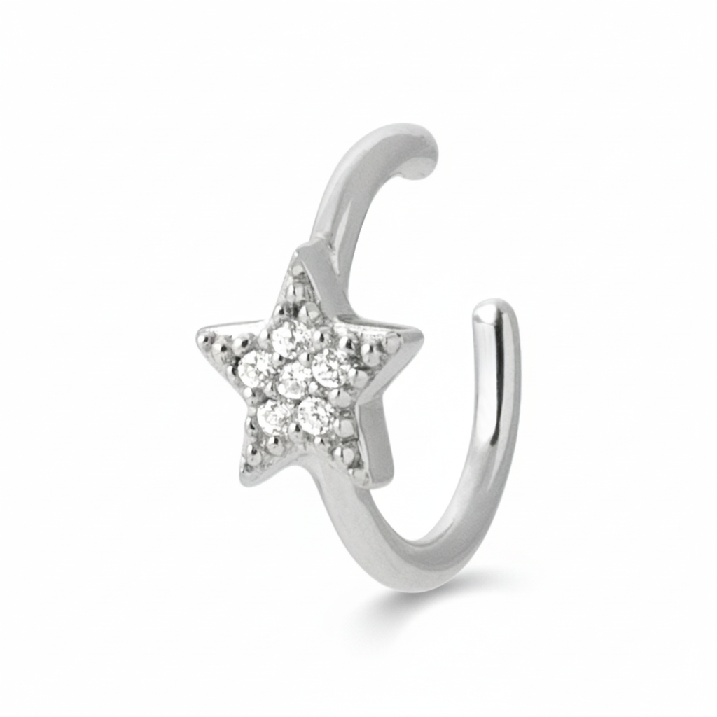 Boucles d'oreilles Argent Rhodié Zirconium Étoile