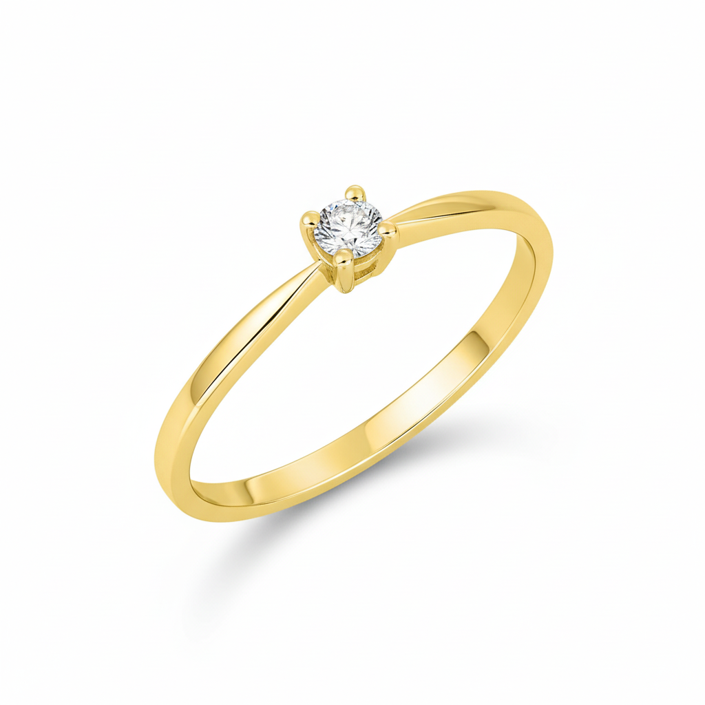 Bague Solitaire Or 18k Diamant 0.08ct GH SI - Bague