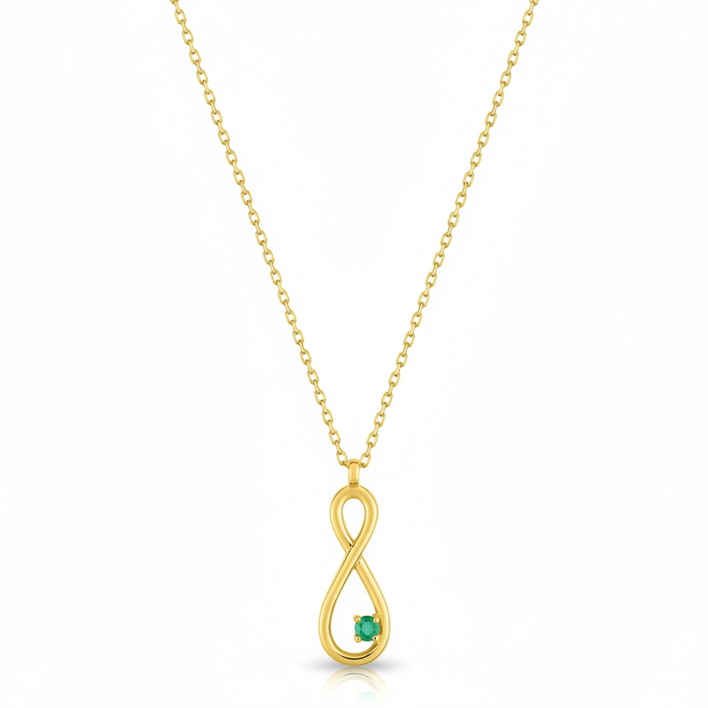 Collier Or Longueur 40cm Emeraude Infini