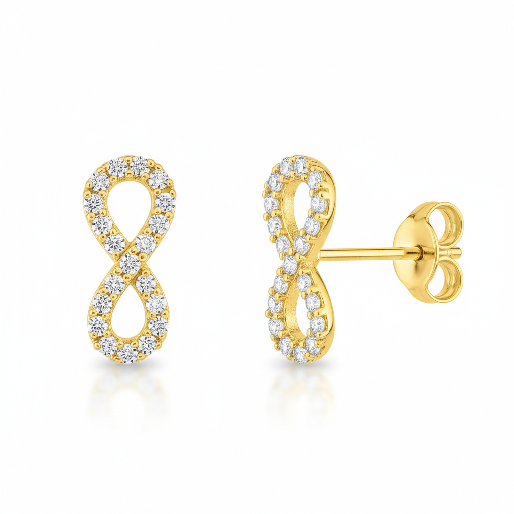 Boucles d'oreilles Clous Or 18k Zirconium Infini