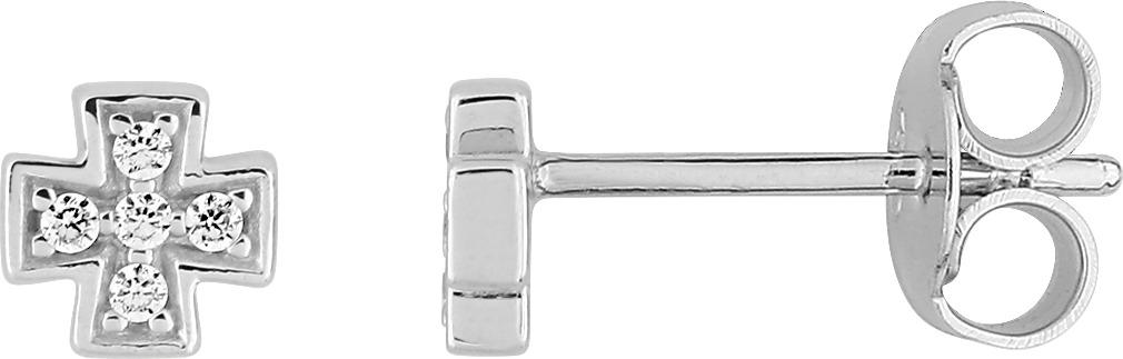 Boucles d'oreilles Clous Argent Rhodié Zirconium - Boucles d'oreilles